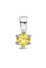 Zilveren hanger - Zirkonia -  Geboortesteen - 10 mm - November