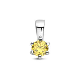 Zilveren hanger - Zirkonia -  Geboortesteen - 10 mm - November