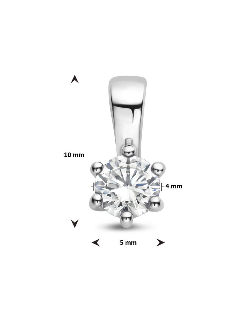 Zilveren hanger - Zirkonia -  Geboortesteen - 10 mm - April