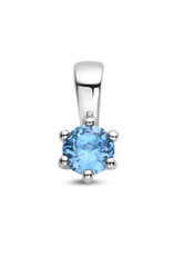 Zilveren hanger - Zirkonia -  Geboortesteen - 10 mm - Maart