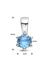Zilveren hanger - Zirkonia -  Geboortesteen - 10 mm - Maart