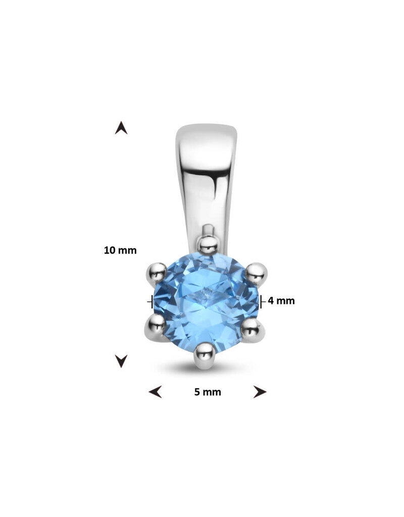 Zilveren hanger - Zirkonia -  Geboortesteen - 10 mm - Maart