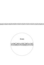 Zilveren collier - Gerhodineerd - Konings - 3.0 mm - 50 cm