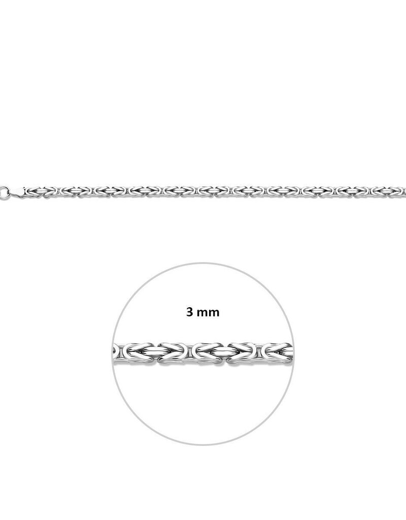 Zilveren collier - Gerhodineerd - Konings - 3.0 mm - 50 cm