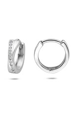 Zilveren oorringen - Gerhodineerd - Zirkonia