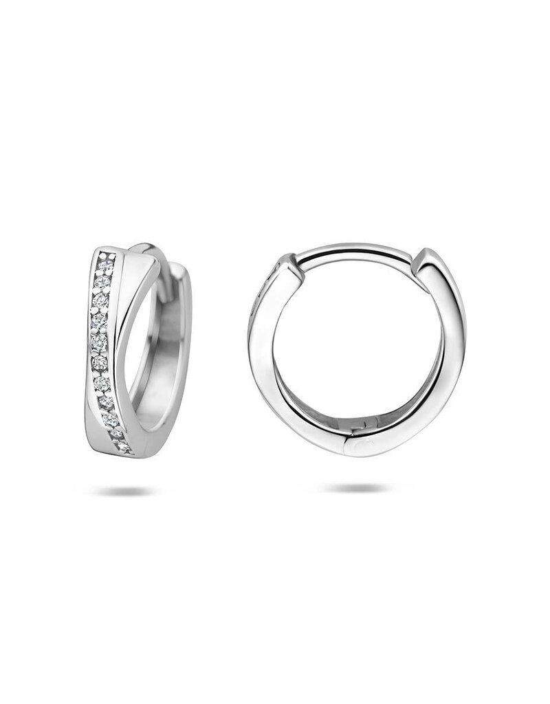Zilveren oorringen - Gerhodineerd - Zirkonia