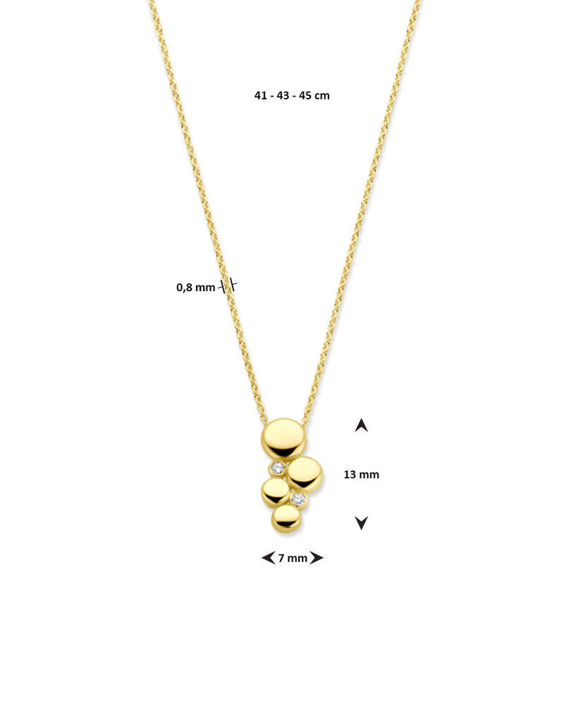Gouden collier - 14 karaats - Diamant 0.02ct - 41 - 43 - 45 cm