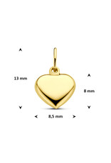Gouden bedel -  14 karaats - Hartje - 8.5 mm