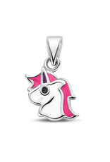 Zilveren hanger - Gerhodineerd - Eenhoorn - Roze