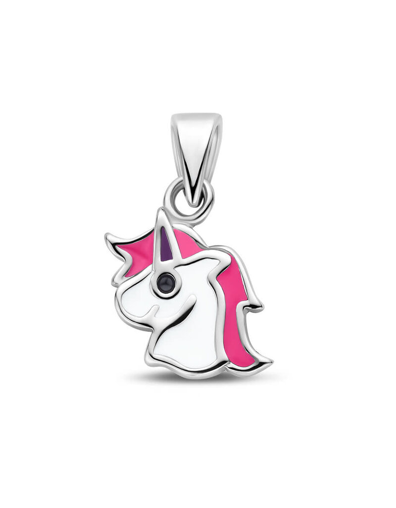 Zilveren hanger - Gerhodineerd - Eenhoorn - Roze