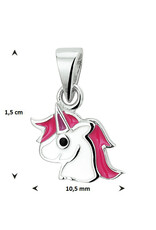Zilveren hanger - Gerhodineerd - Eenhoorn - Roze