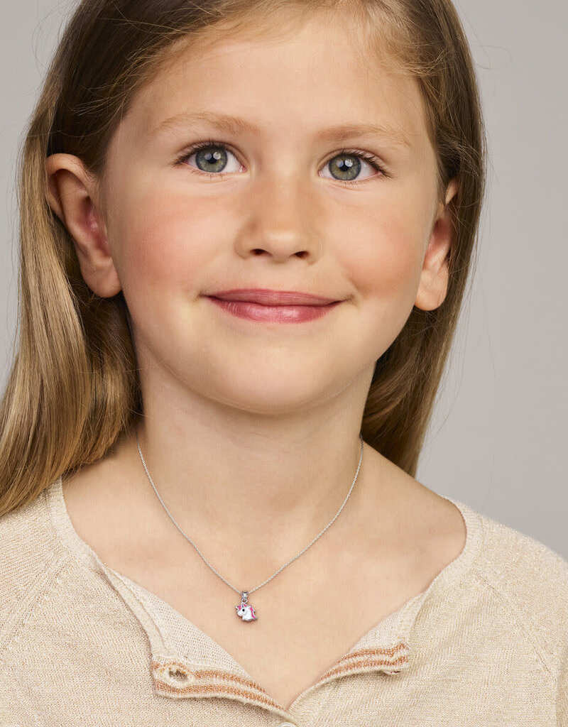 Zilveren hanger - Gerhodineerd - Eenhoorn - Roze