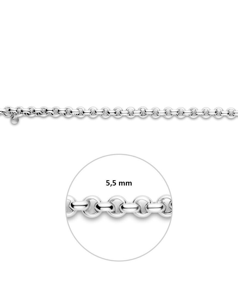 Zilveren collier - Gerhodineerd - Jasseron - 5,5 mm - 45 cm