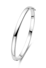 Zilveren bangle - Gerhodineerd - Bolle buis - Scharnier - 5 mm - 60 mm
