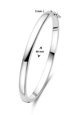 Zilveren bangle - Gerhodineerd - Bolle buis - Scharnier - 5 mm - 60 mm