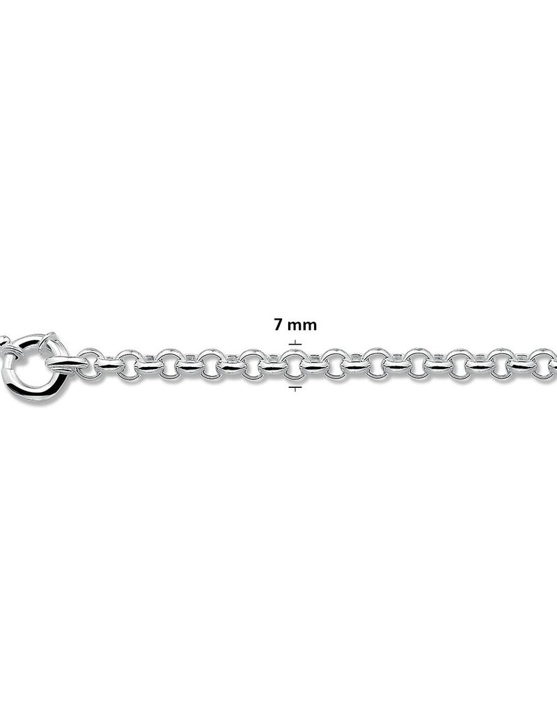 Zilveren armband - Gerhodineerd - Jasseron - 7 mm - 19 cm