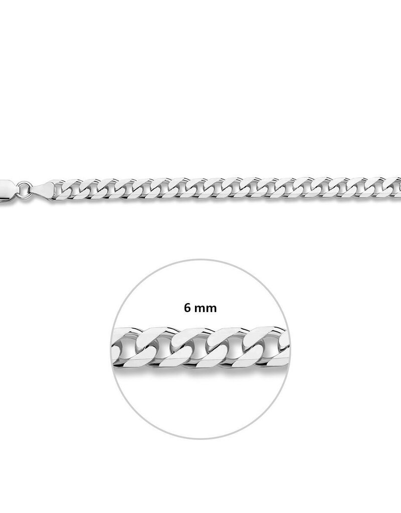 Zilveren armband - Gerhodineerd - Gourmet - 6 mm - 21 cm