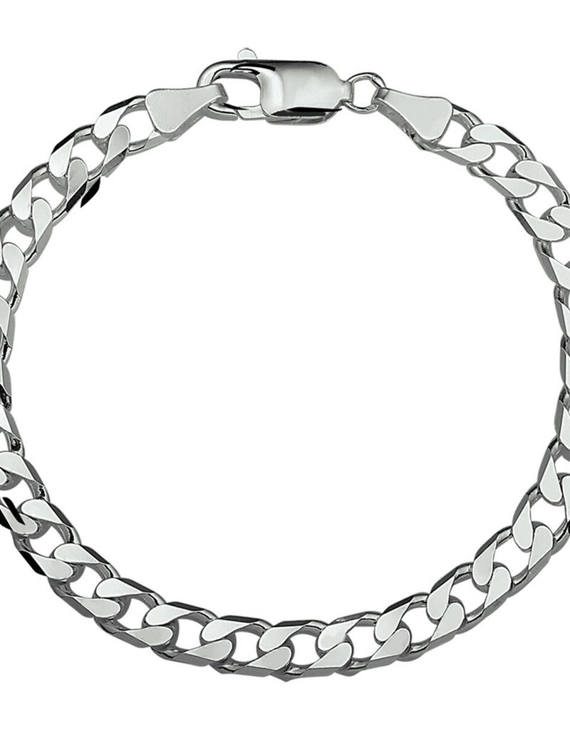 Zilveren armband - Gerhodineerd - Gourmet - 6 mm - 21 cm