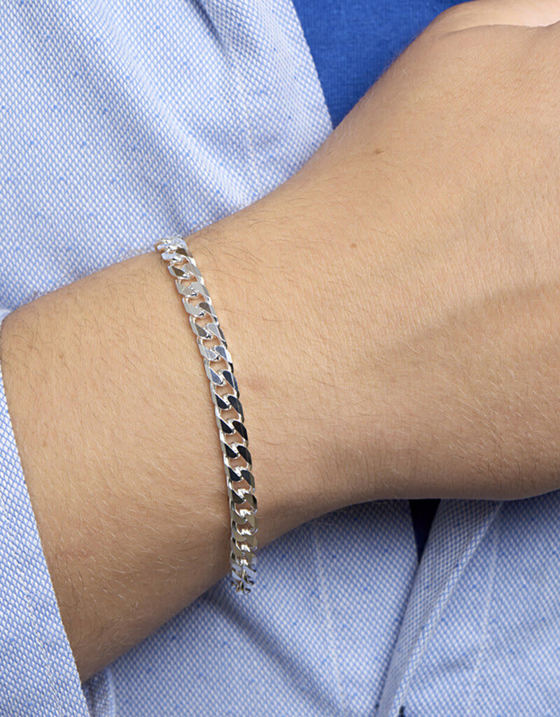 Zilveren armband - Gerhodineerd - Gourmet - 6 mm - 21 cm
