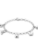 Zilveren bedelarmband - Gerhodineerd - Hartje, Vlinder, Beertje - Dolfijn, Hartje
