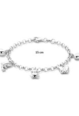 Zilveren bedelarmband - Gerhodineerd - Hartje, Vlinder, Beertje - Dolfijn, Hartje