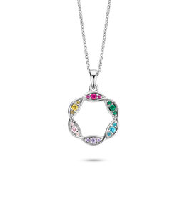 Rosa di Luca Italy Zilveren collier met hanger - Gerhodineerd - Gekleurde zirkonia - 45 cm