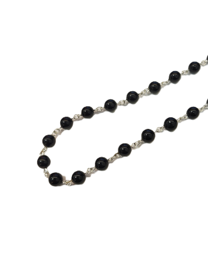 Occasions by Marleen Occasions by Marleen - Kralen op zilver - Onyx - 82 cm