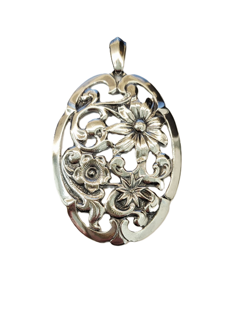 Occasions by Marleen Occasions by Marleen - Zilveren hanger - Oud Hollands - Bloemmotief