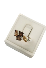 Occasions by Marleen Occasions by Marleen - Zilveren ring - Bruine zirkonia- Maat 18+