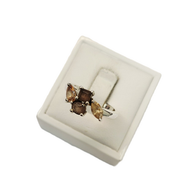 Occasions by Marleen Occasions by Marleen - Zilveren ring - Bruine zirkonia- Maat 18+