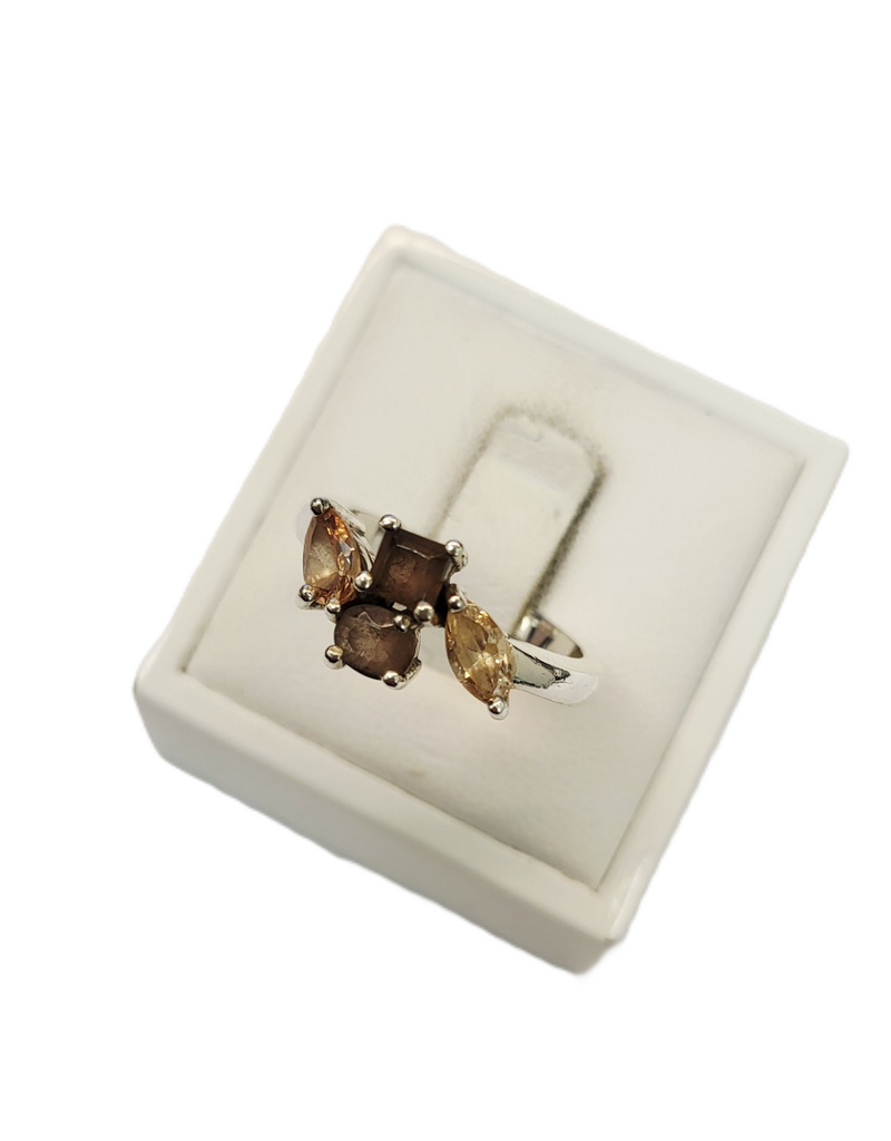 Occasions by Marleen Occasions by Marleen - Zilveren ring - Bruine zirkonia- Maat 18+