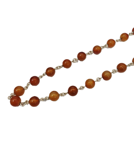 Occasions by Marleen Occasions by Marleen - Kralen op zilver - Bruin agaat - 41 cm