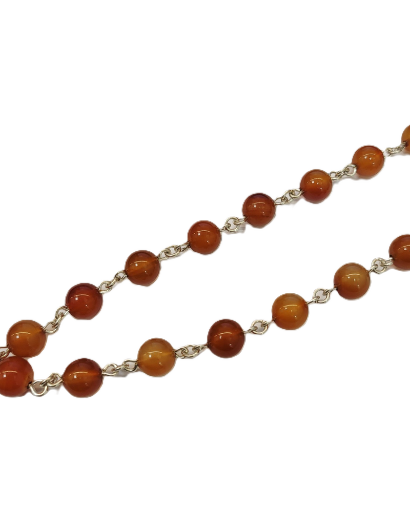 Occasions by Marleen Occasions by Marleen - Kralen op zilver - Bruin agaat - 41 cm