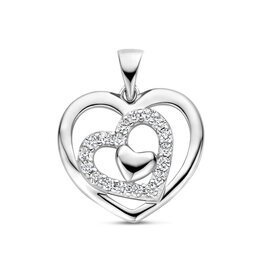 Zilveren hanger - Gerodhineerd - Zirkonia - Hartje