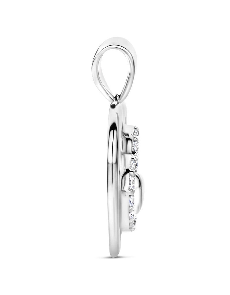 Zilveren hanger - Gerodhineerd - Zirkonia - Hartje