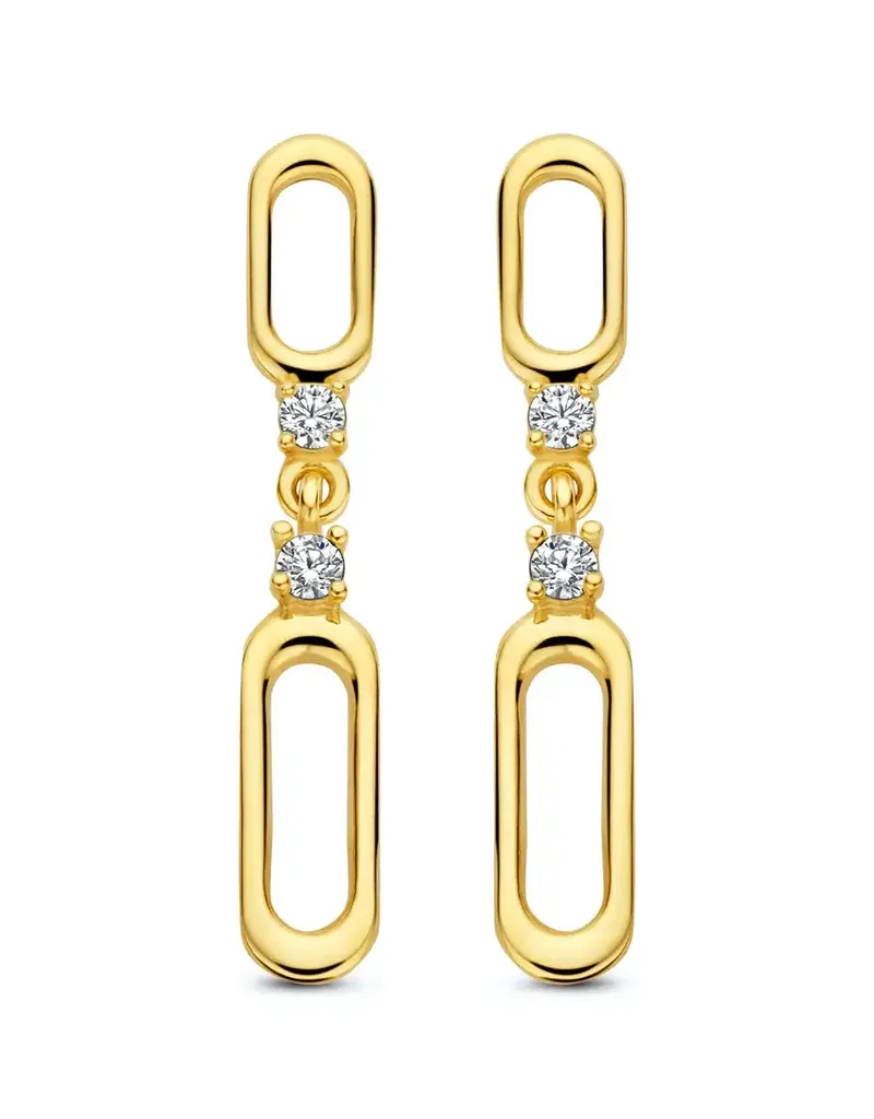 Joy&Julia Gouden oorhangers met steker - 14 karaats - Zirkonia