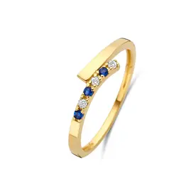 Joy&Julia Gouden ring - 14 karaats - Zirkonia en Saffier - Maat 17
