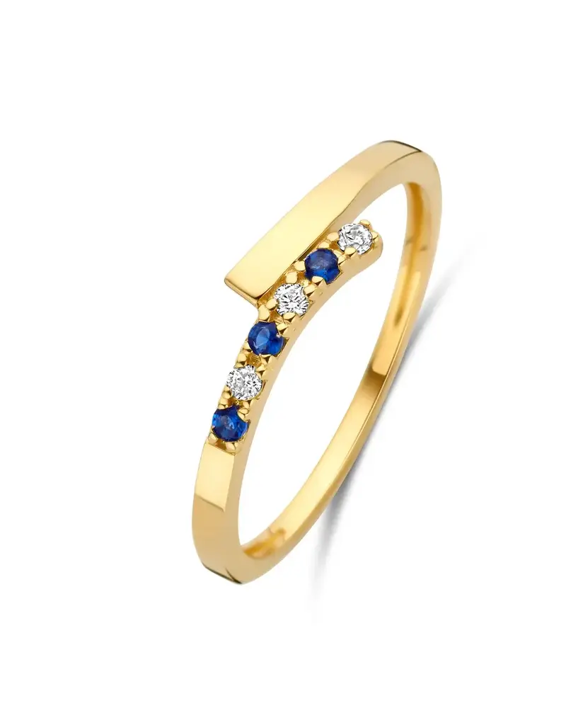 Joy&Julia Gouden ring - 14 karaats - Zirkonia en Saffier - Maat 17