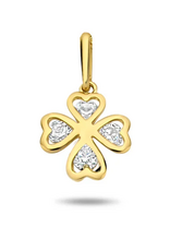 Joy&Julia Gouden hanger - 14 karaats - Zirkonia - Klaver