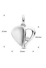 Zilveren hanger - Gerhodineerd - Hartje - Mat/glanzend - Zirkonia