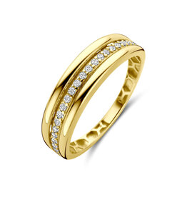 Gouden ring - 14 karaats - Zirkonia- Maat 18.5