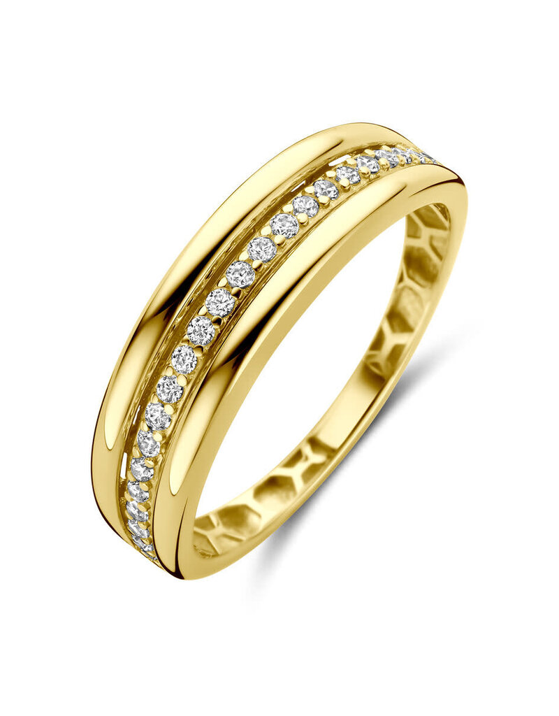 Gouden ring - 14 karaats - Zirkonia- Maat 18.5