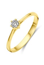 Gouden solitair ring - 14 karaats - Zirkonia - Maat 17.75