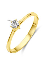Gouden solitair ring - 14 karaats - Zirkonia - Maat 17.75