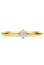 Gouden solitair ring - 14 karaats - Zirkonia - Maat 17.75