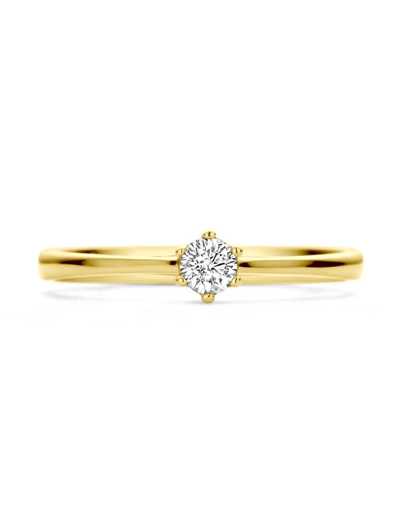 Gouden solitair ring - 14 karaats - Zirkonia - Maat 17.75