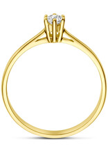 Gouden solitair ring - 14 karaats - Zirkonia - Maat 17.75