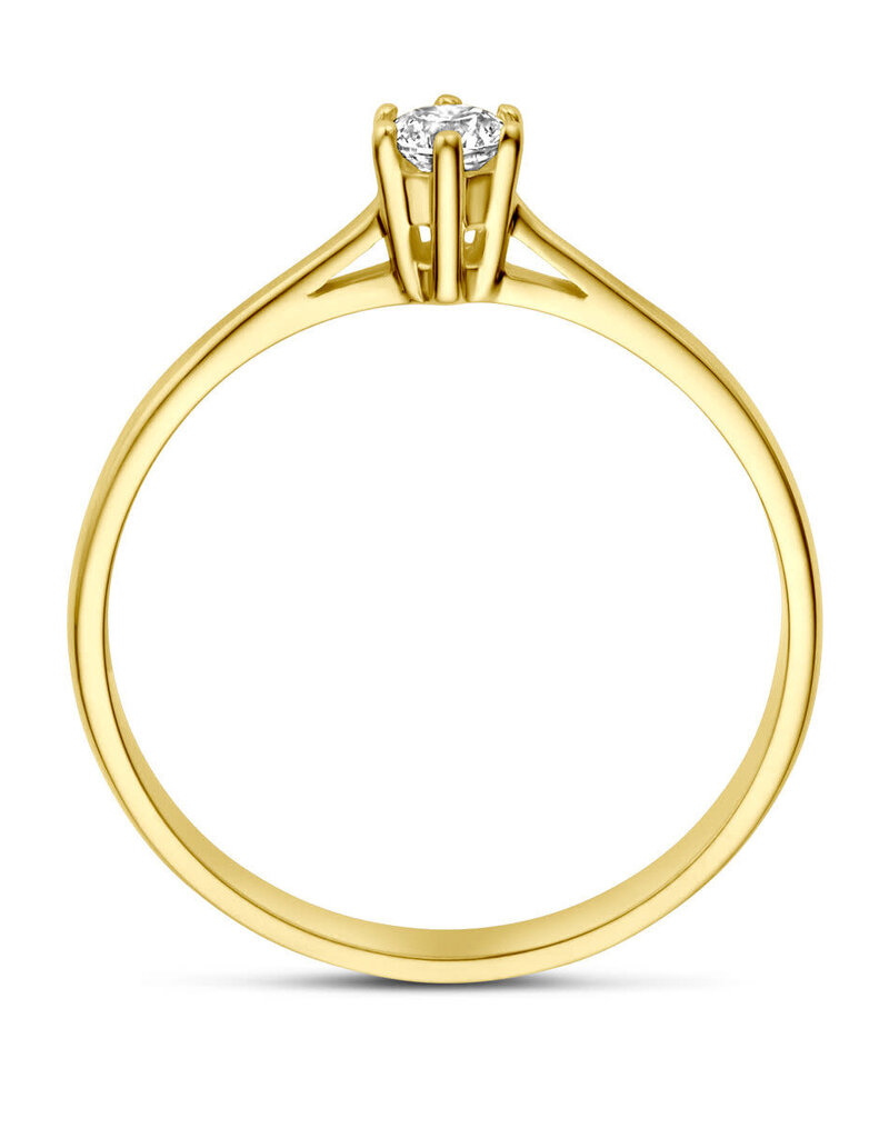 Gouden solitair ring - 14 karaats - Zirkonia - Maat 17.75
