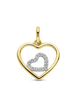 Gouden hanger - 14 karaats - Hartjes - Zirkonia
