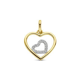 Gouden hanger - 14 karaats - Hartjes - Zirkonia